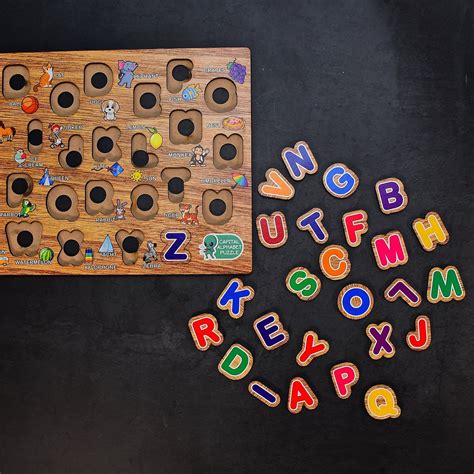 Wooden Capital Alphabets Letters Learning Educational Puzzle Toy for K ...