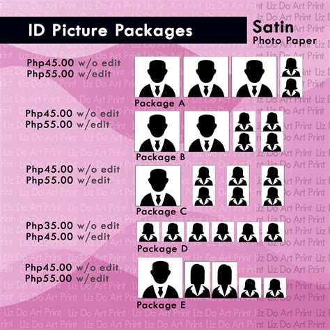 ID Picture Packages (Satin) 2x2 1x1 Passport size ID Photo Printing ...