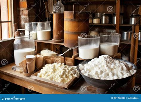 Cheese Making Process with Curds and Whey Stock Illustration ...