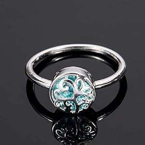 Buy Blue Crystal Zircon Ring Life of Tree Design Silver Plated Ring ...