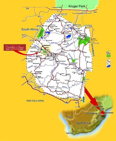 Map Of Swaziland And South Africa