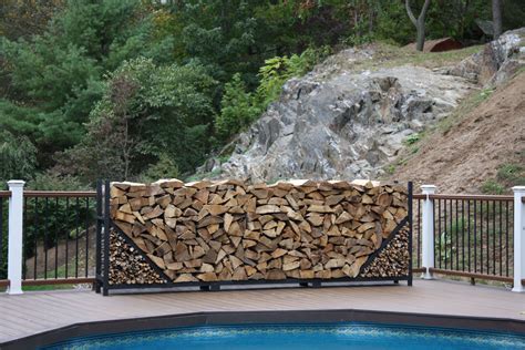 20ft Outdoor Firewood Rack – Straight Side With Storage Crib