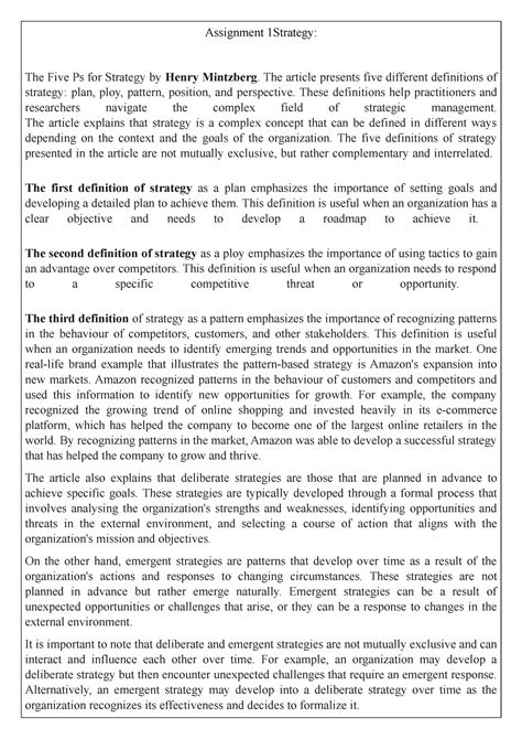 Assignment 1 Design thinking - Assignment 1Strategy: The Five Ps for ...