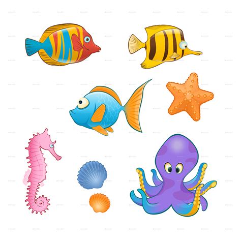 Collection of Cartoon Sea Creatures PNG. | PlusPNG
