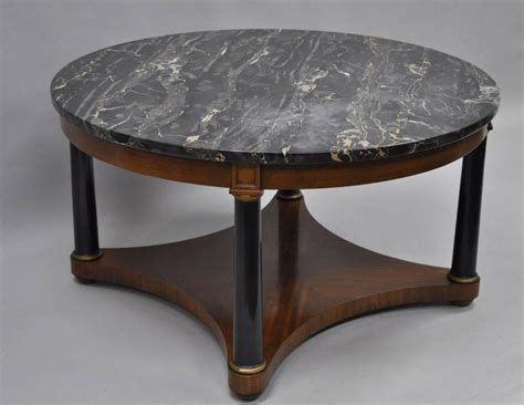 Antique Round Marble-Top Empire Style Coffee Table Mahogany Black ...