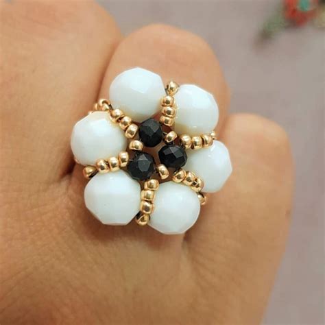 Image result for Beaded Flower Ring Tutorial