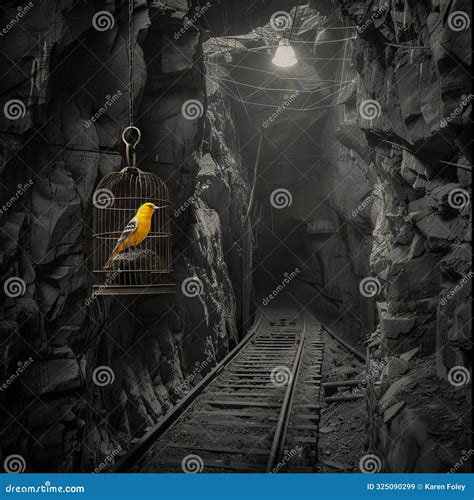 Canary in a coal mine stock illustration. Illustration of tunnel ...