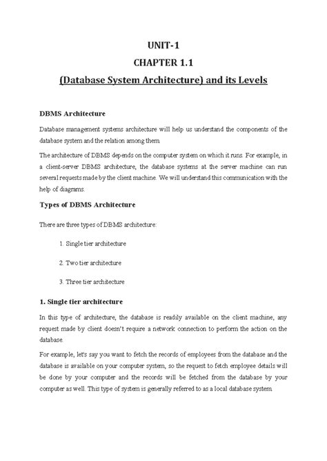 Notes Chapter 1.1 Lecture 1.2(Data Base System Architecture ) - UNIT ...