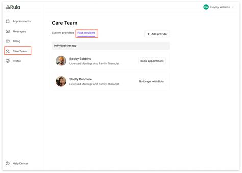 Resuming care with a previous provider – Rula Patient