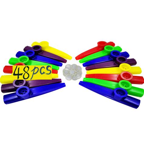 Fartime 48Pcs Plastic Kazoos With 40Pcs Kazoo Flute Diaphragms,Musical ...