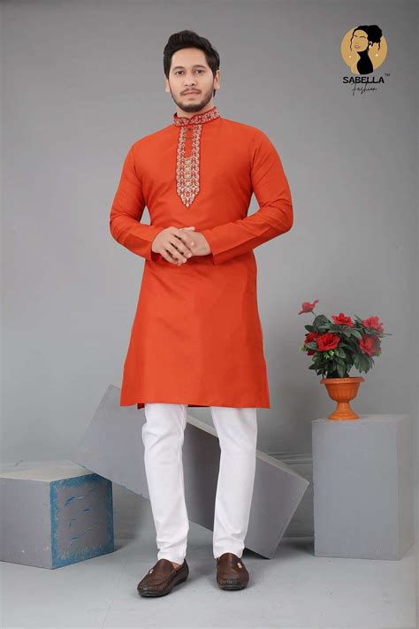 orange couple kurta Couple combo