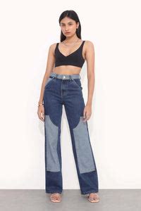 Dark Blue Straight Fit Ripped Jeans