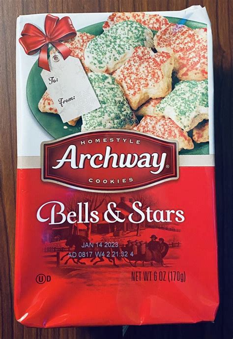 Archway Homestyle Bells & Stars HOLIDAY CHRISTMAS Cookies 6 Oz NEW FREE ...