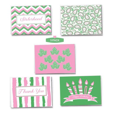 Pink And Green Notecards Sorority Inspired Thank You Birthday ...
