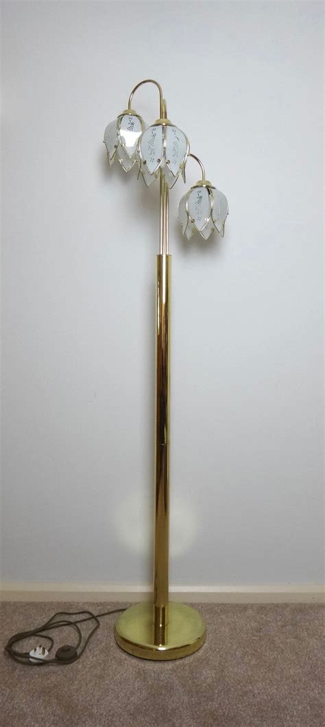 Mid Century Tulip Flower Floor Lamp, Hollywood Regency Brass