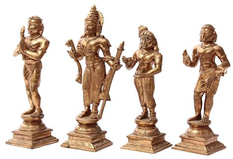 Buy Ramasamy Sthapathi Sirpasalai Panchalogam Nalvar Idol Set (6 cm x 3 ...