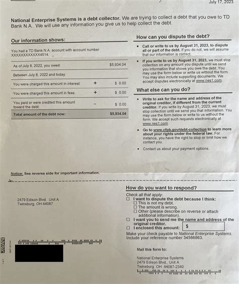 My brother got a letter from a debt collector agency (National ...