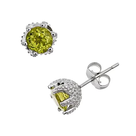 Celebration Gems Sterling Silver Peridot Stud Earrings