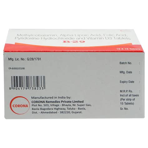 Buy B-29 Tablet 15's online | Uses, Side Effects, Price and substitutes ...