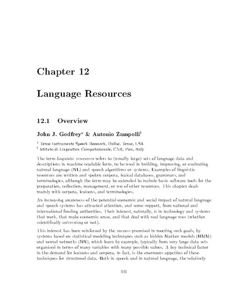 Chpt12 - Linguistic Resources: Overview and Challenges - Studocu