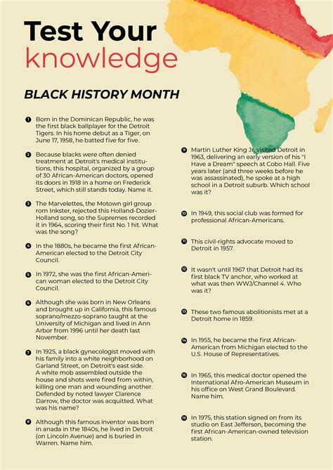Black History Month Trivia Questions And Answers Printable
