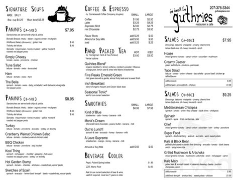 Menu for She Doesnt Like Guthries in Lewiston, ME | Sirved