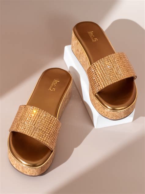 Buy Now Women Antique-Toned Embellished Wedge Heels