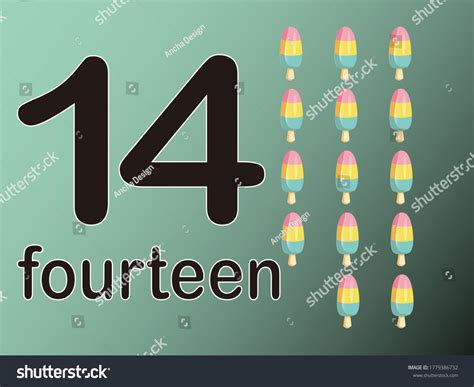Number Fourteen Words Illustration Education Kids Stock Vector (Royalty ...