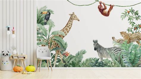 Buy Jungle Safari Animals Wallpaper Children Room Wall Mural Peel ...