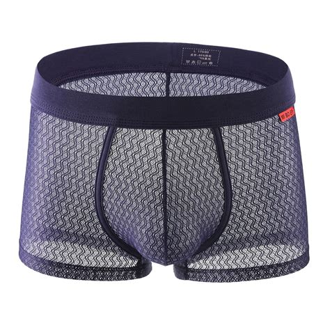 TMOYZQ Men's Underwear Sheer Mesh Boxer Briefs Bulge Pouch Low Rise ...