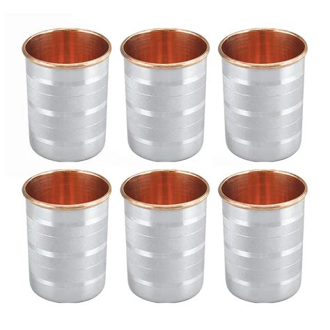 Buy Saga Steel's Luxury Steel Copper Glasses/Tumblers (Set of 6) Online ...