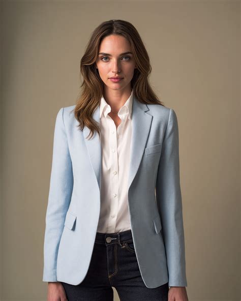 Light Blue Blazer with White Button-Up Shirt and Dark Jeans | Sumissura