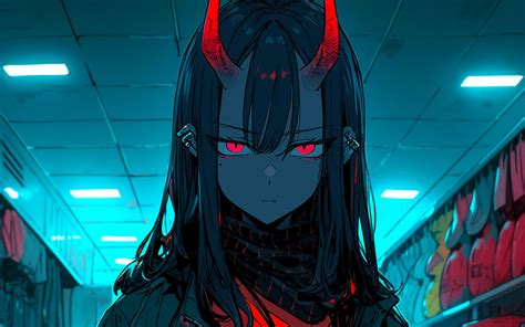 Download wallpaper 2560x1600 girl, demon, horns, weapons, machine gun ...