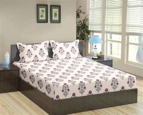 Trance Home Linen Premium 100% Cotton Queen Size Bedsheet for Double ...
