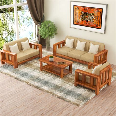 NATRAJ ART & CRAFT Sheesham Wood 6 Seater Sofa Set for Living Room ...