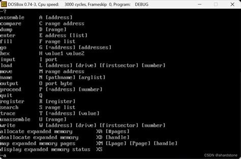 Image result for DOSBox Debug Command