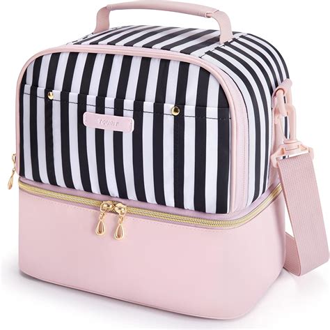 TOURIT Lunch Bag Women Double Deck Lunch Box Insulated Lunch Cooler for Women Men Work, Pink ...