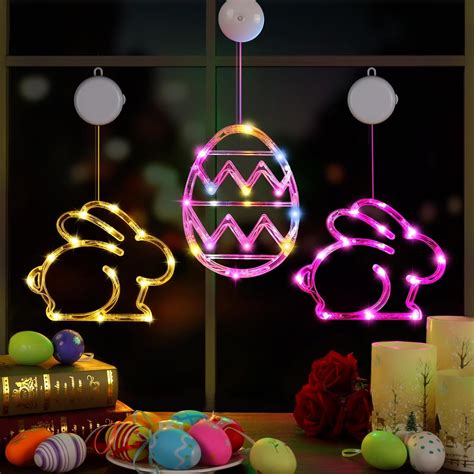 Amazon.com : Samoyee 3 Pack Easter Window Lights Battery Operated LED ...