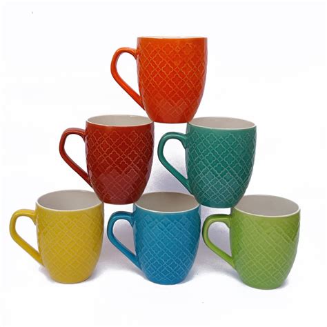 Buy ARDVAN INDIA Coffee Tea Mugs Cups Set of 6 Studio Pottery Ceramic ...