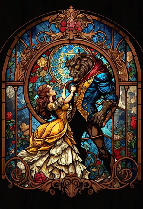 Beauty & the Beast a Museum Quality Giclee Print/stained Glass Print ...