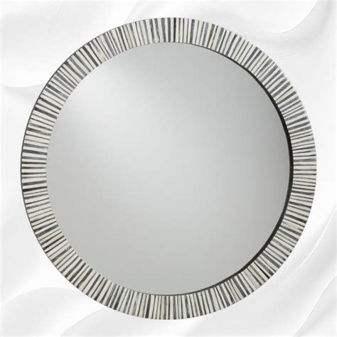 Nala Bone Inlay Striped Round Mirror Grey – Luxury Handicrafts