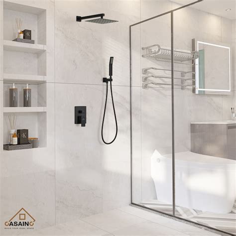 CASAINC Brushed Nickel 10-in Built-In Shower Faucet System with 3-way ...