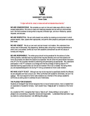 Fillable Online vhs leanderisd VHS Honor Code - Vandegrift High School ...