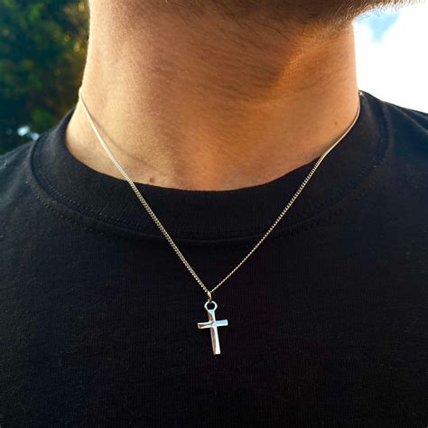 Mens Necklace, Sterling Silver Cross Necklace - Silver Pendants Men ...