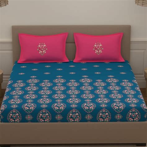 Buy PORTICO Charlotte Cotton 210TC Printed 3Pcs Super King Bedsheet Set ...