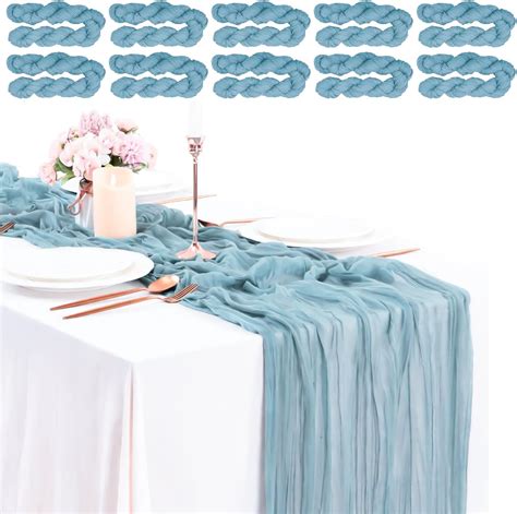 Amazon.com: 10 Pack Dusty Blue Table Runner 10Ft Cheesecloth Table ...