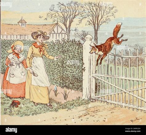 The fox jumps over the parson's gate by Randolph Caldecott Stock Photo ...