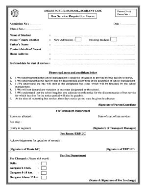 Fillable Online Bus Service Requisition Form - DPS Sushant Lok,Gurgaon ...