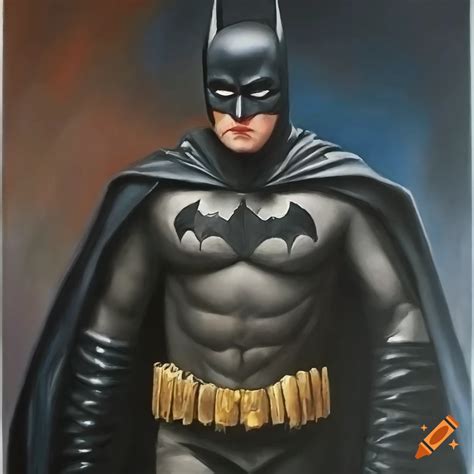 Hyper realistic painting of Batman by Alex Ross on Craiyon