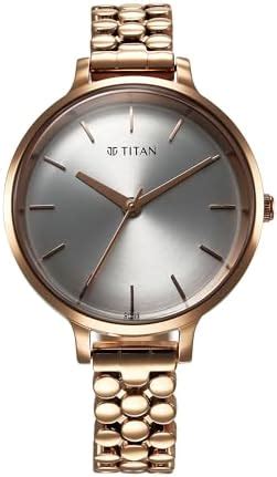 Titan Purple Secluded Quartz Analog Silver White Dial with Rose Gold ...